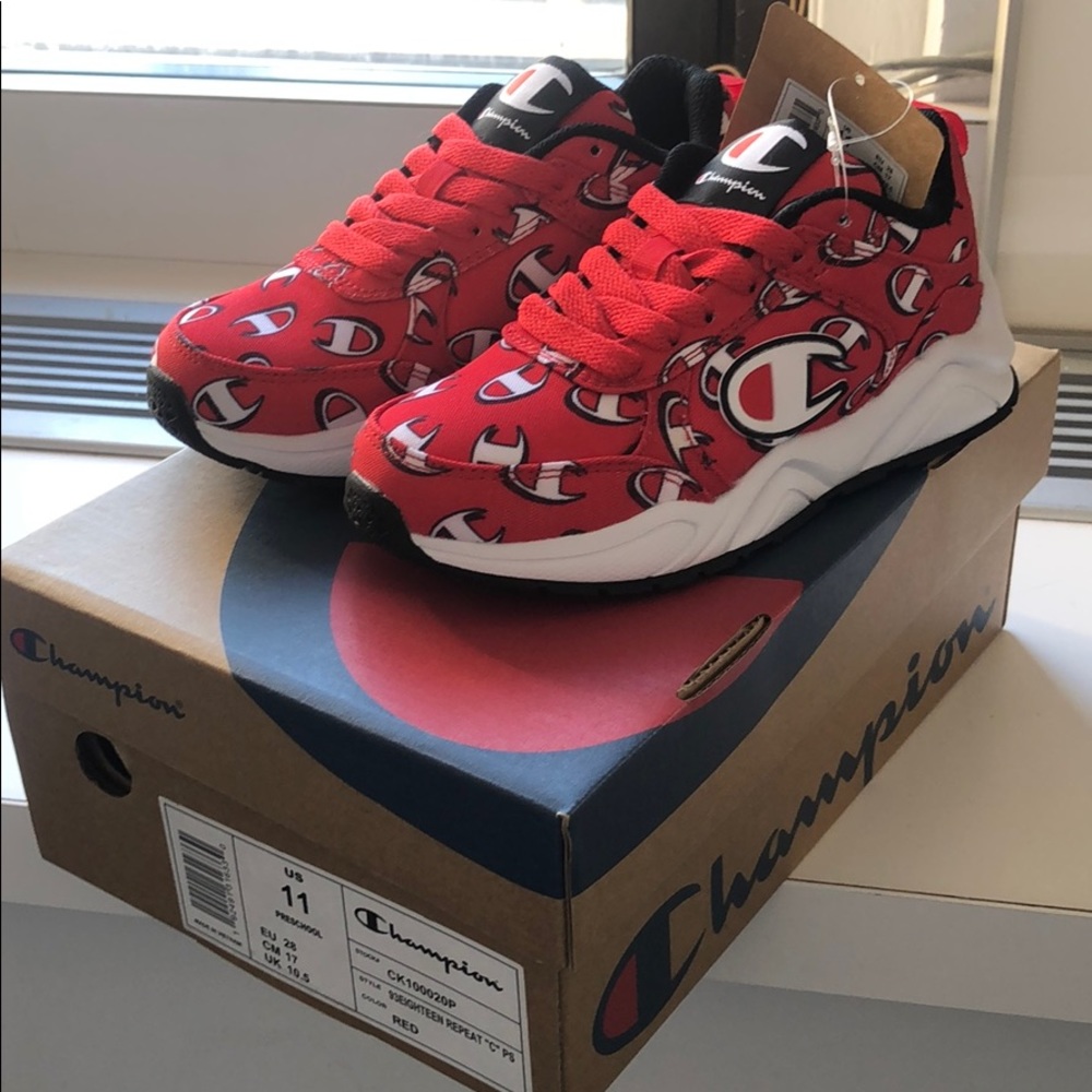 Kids red champion sneakers size 11 preschool